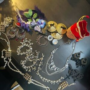 Lot of costume jewelry worn for  Bellydance also 2 sets of cymbals